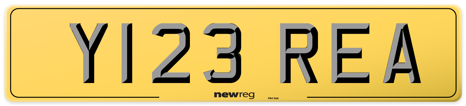Y123 REA Rear Number Plate