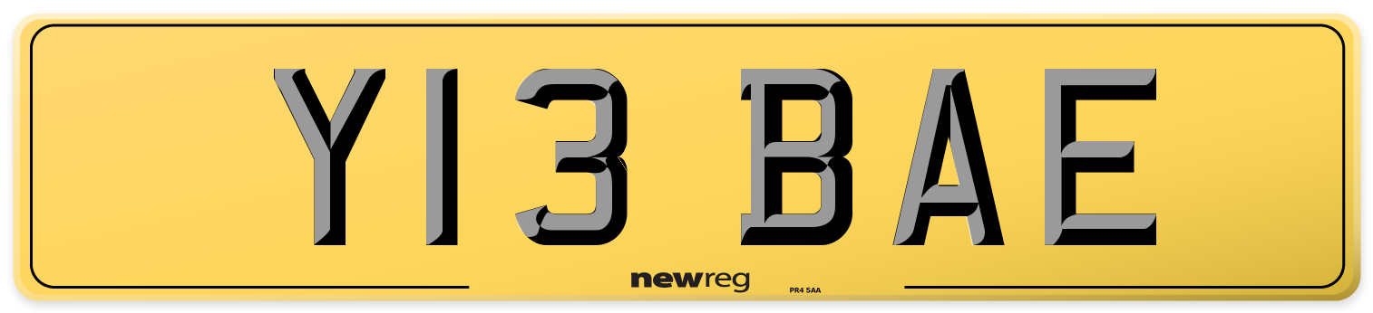Y13 BAE Rear Number Plate
