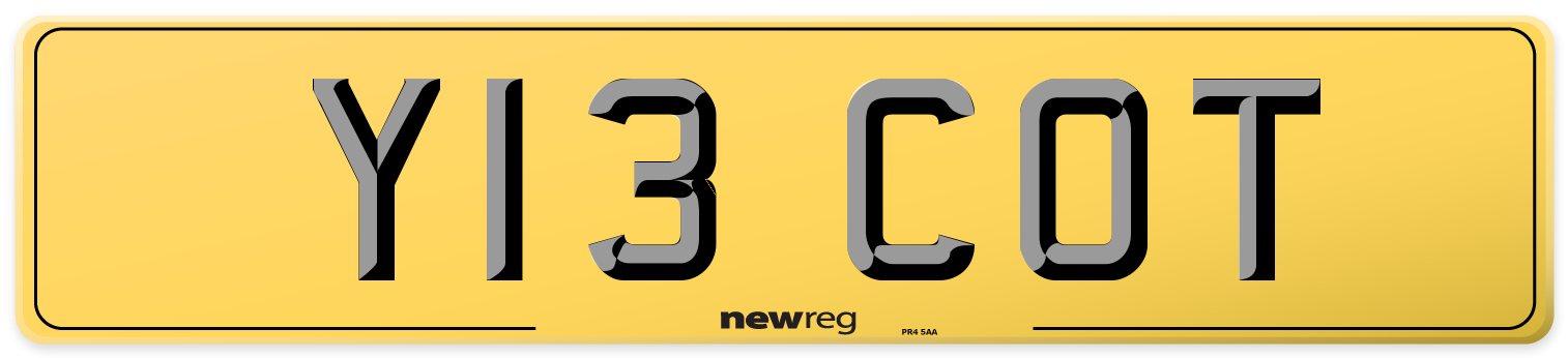 Y13 COT Rear Number Plate