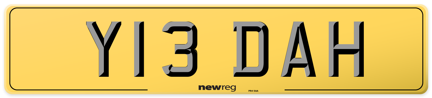 Y13 DAH Rear Number Plate