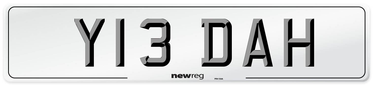 Y13 DAH Front Number Plate