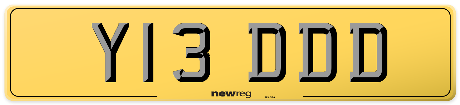 Y13 DDD Rear Number Plate