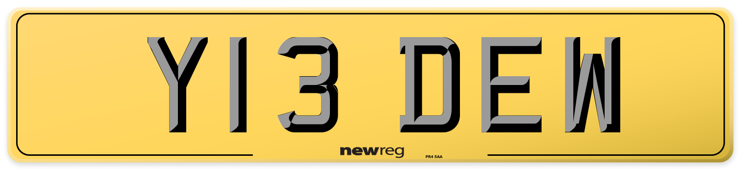 Y13 DEW Rear Number Plate