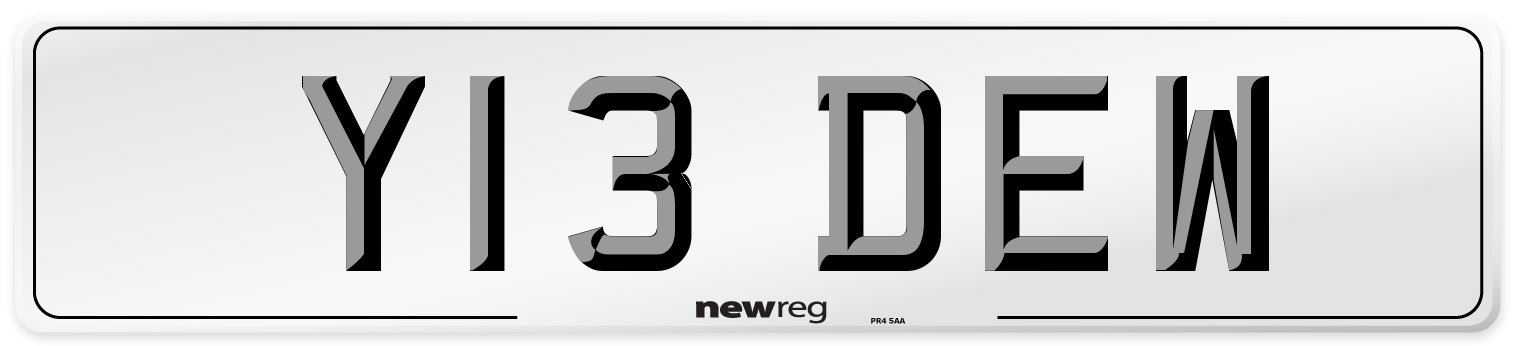 Y13 DEW Front Number Plate