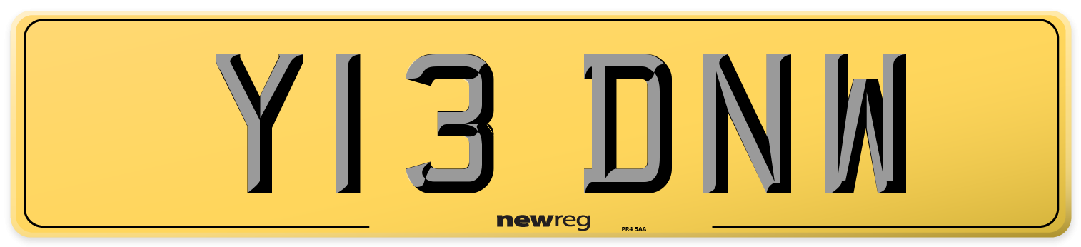 Y13 DNW Rear Number Plate