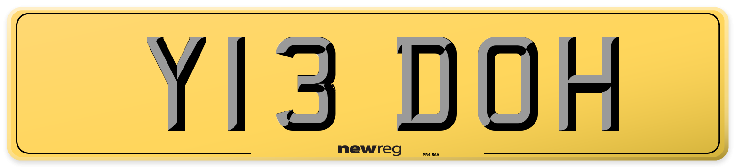 Y13 DOH Rear Number Plate