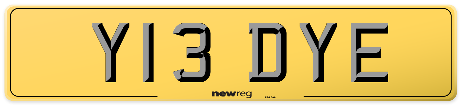 Y13 DYE Rear Number Plate