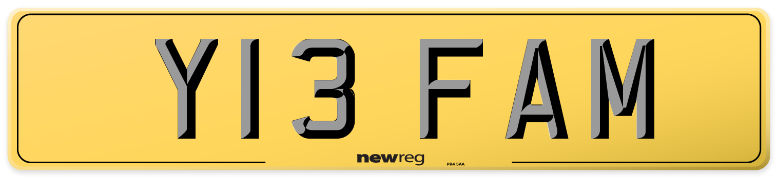 Y13 FAM Rear Number Plate