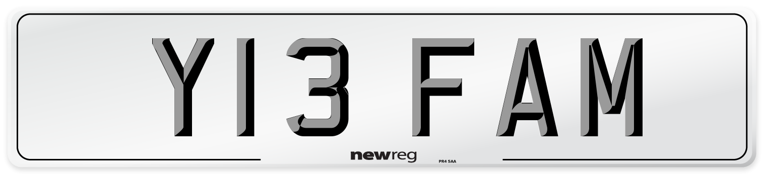 Y13 FAM Front Number Plate