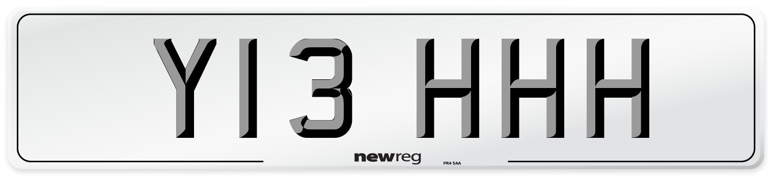 Y13 HHH Front Number Plate