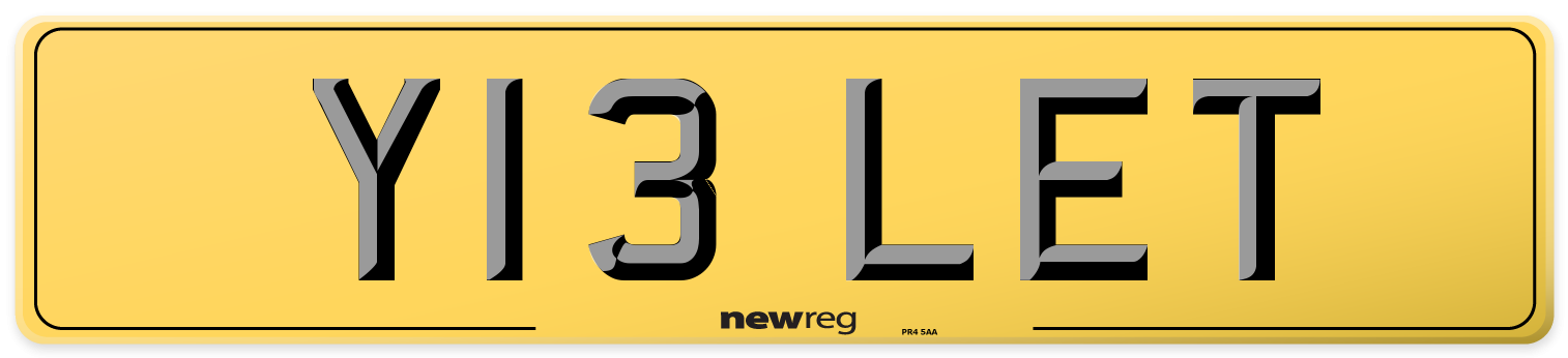 Y13 LET Rear Number Plate
