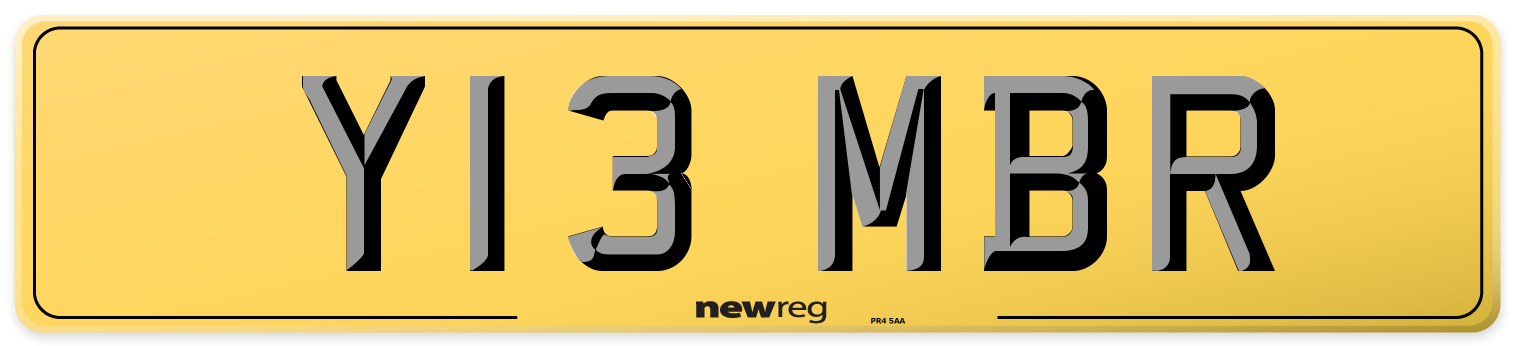 Y13 MBR Rear Number Plate