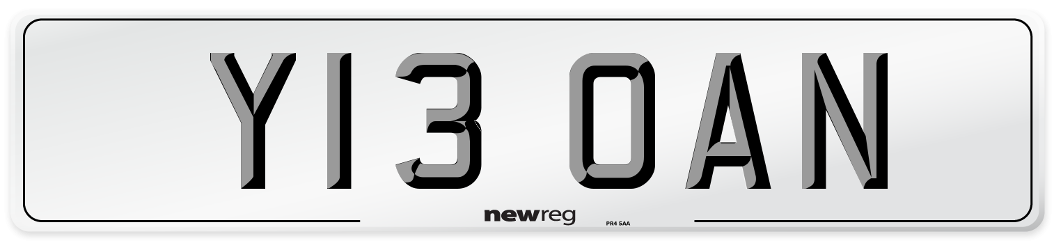Y13 OAN Front Number Plate