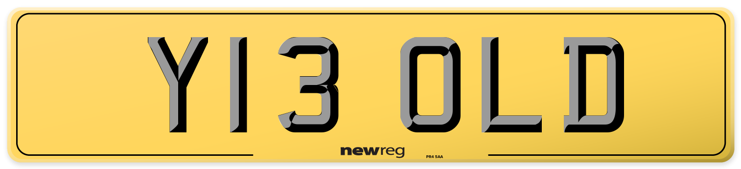 Y13 OLD Rear Number Plate