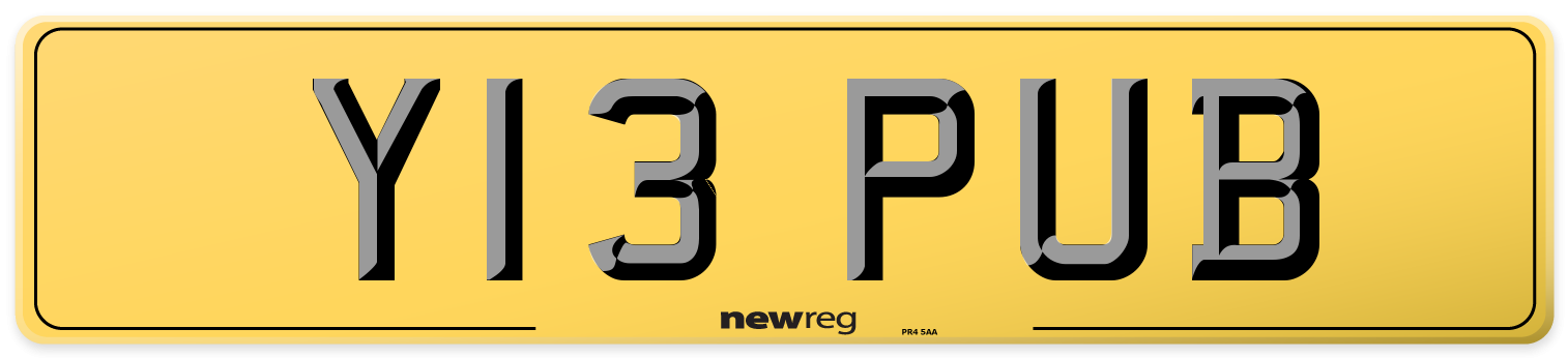 Y13 PUB Rear Number Plate