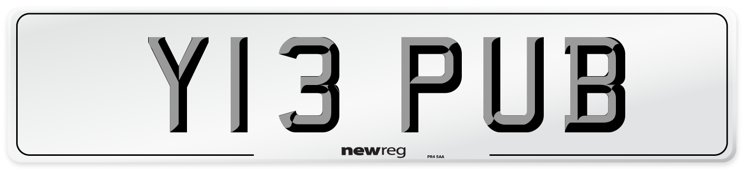 Y13 PUB Front Number Plate
