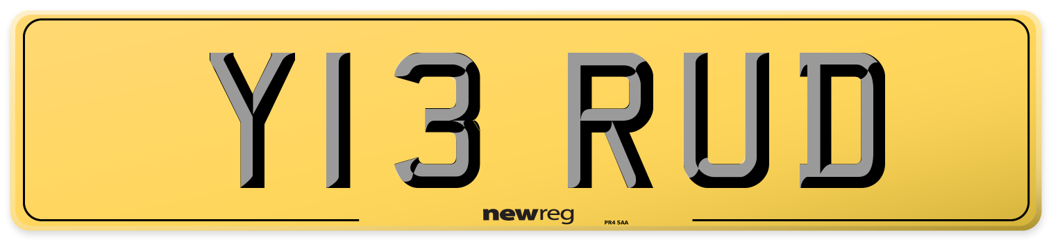 Y13 RUD Rear Number Plate
