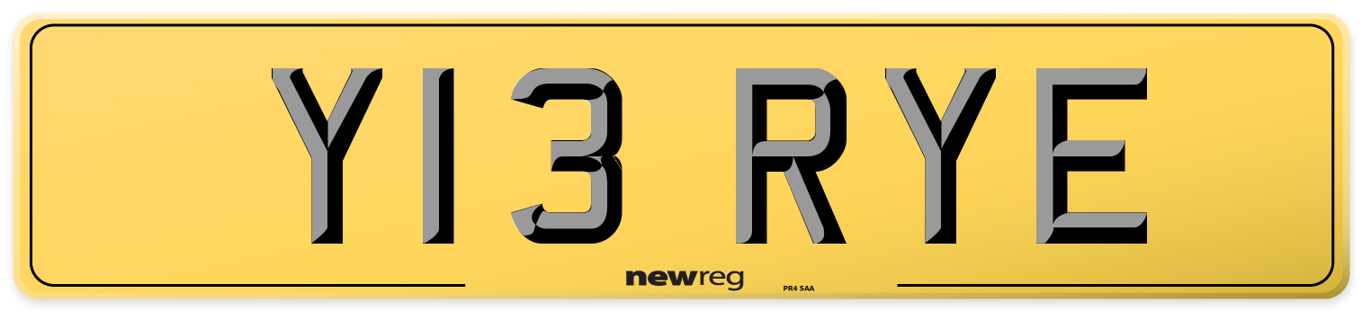 Y13 RYE Rear Number Plate