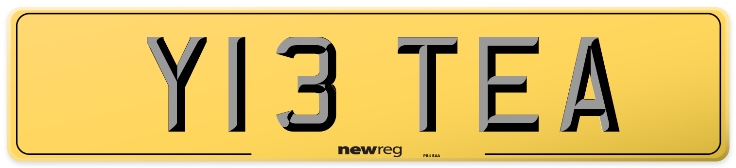 Y13 TEA Rear Number Plate