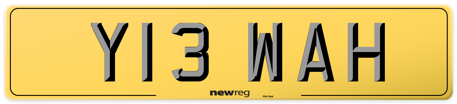 Y13 WAH Rear Number Plate