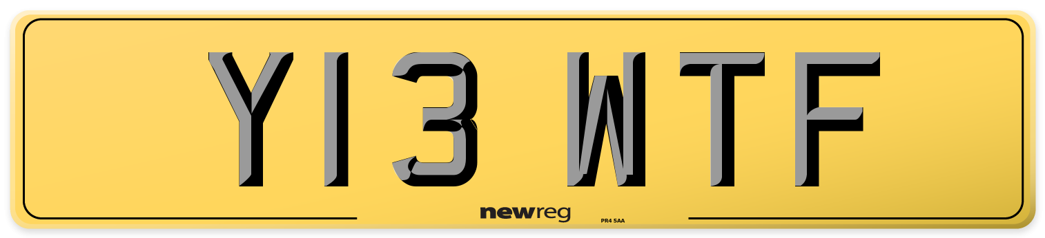 Y13 WTF Rear Number Plate
