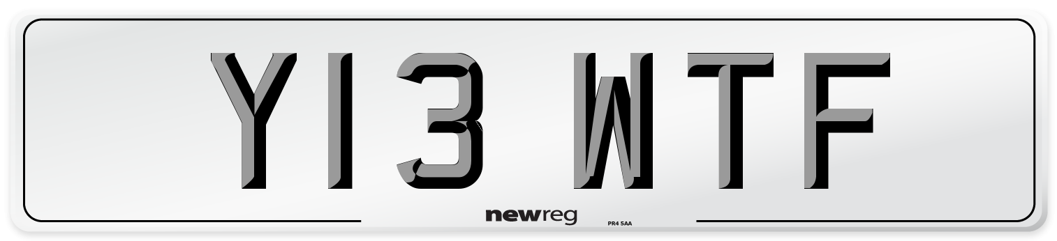 Y13 WTF Front Number Plate