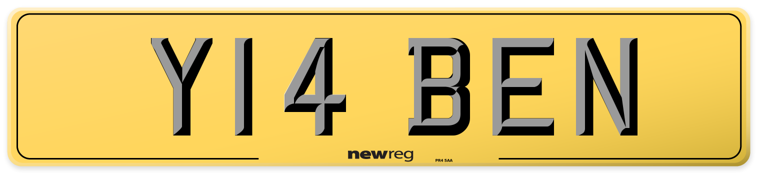 Y14 BEN Rear Number Plate