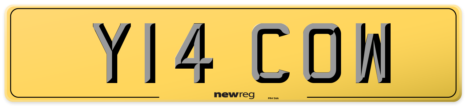 Y14 COW Rear Number Plate