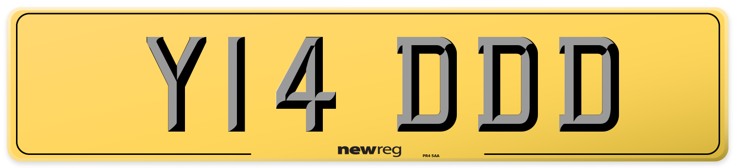 Y14 DDD Rear Number Plate