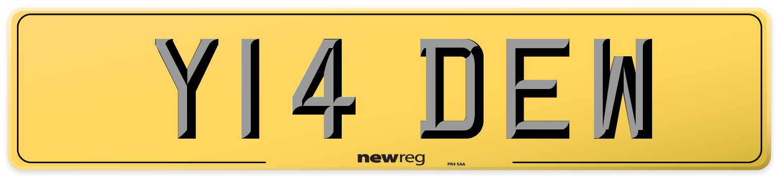 Y14 DEW Rear Number Plate