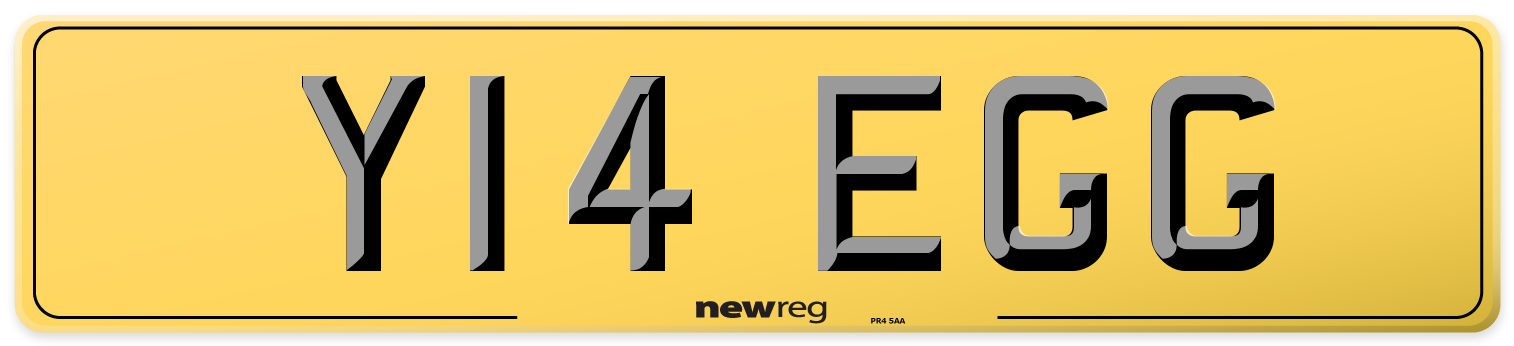 Y14 EGG Rear Number Plate