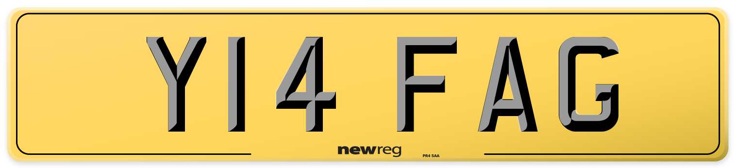 Y14 FAG Rear Number Plate