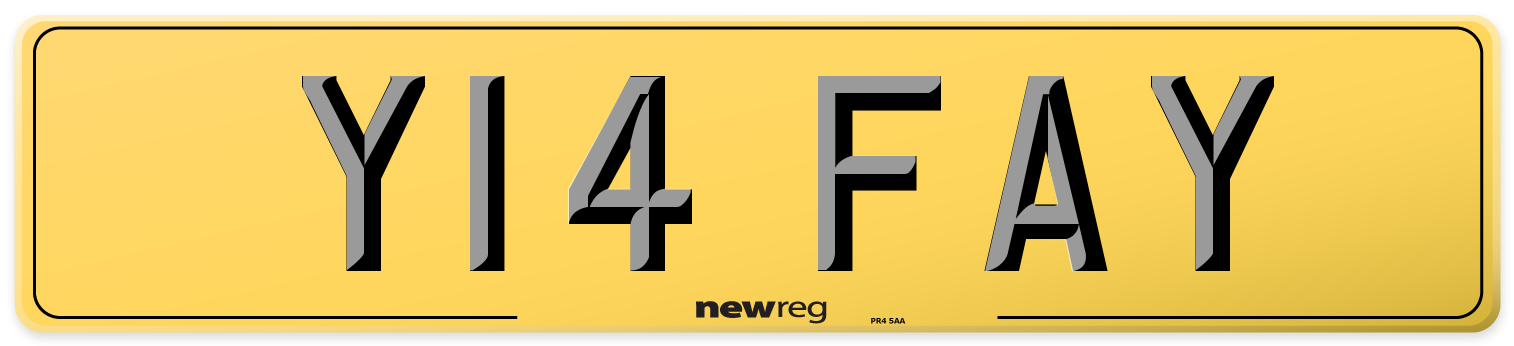Y14 FAY Rear Number Plate