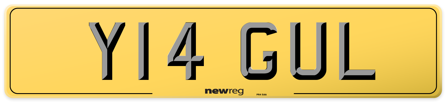 Y14 GUL Rear Number Plate