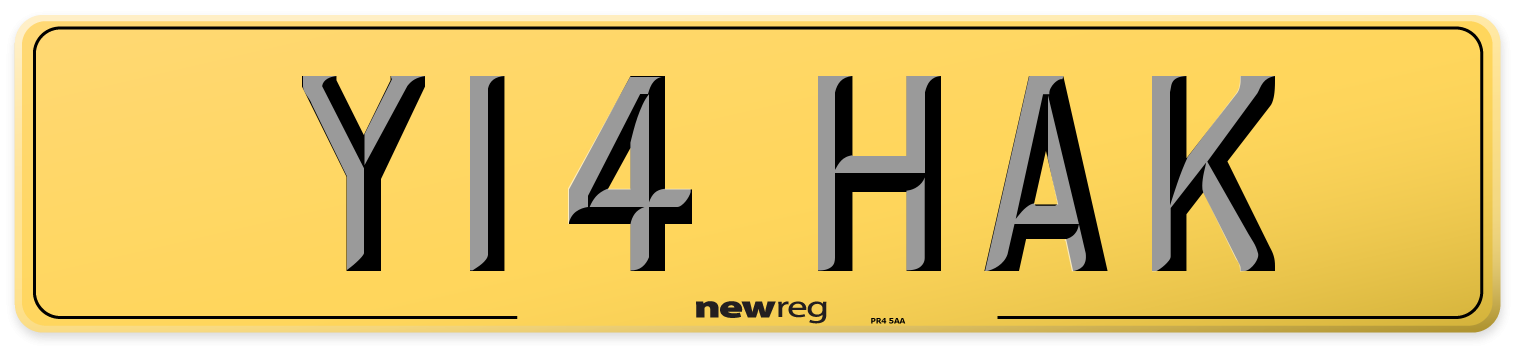 Y14 HAK Rear Number Plate