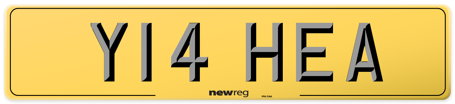 Y14 HEA Rear Number Plate