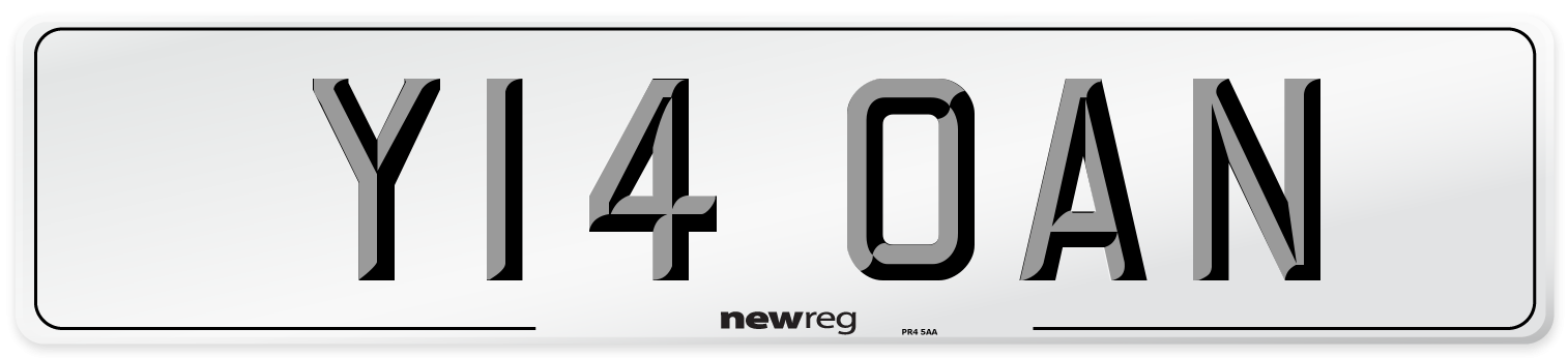 Y14 OAN Front Number Plate