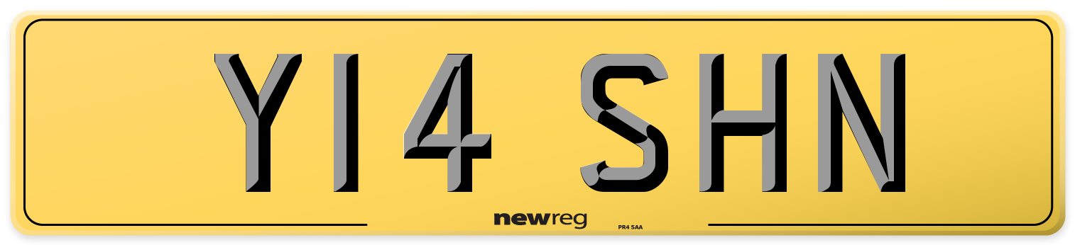 Y14 SHN Rear Number Plate
