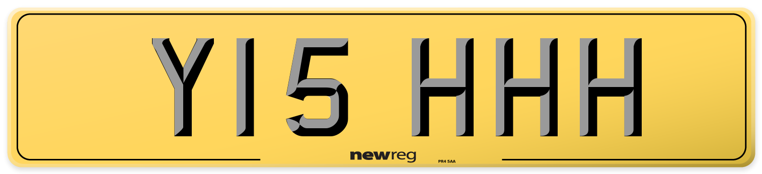 Y15 HHH Rear Number Plate