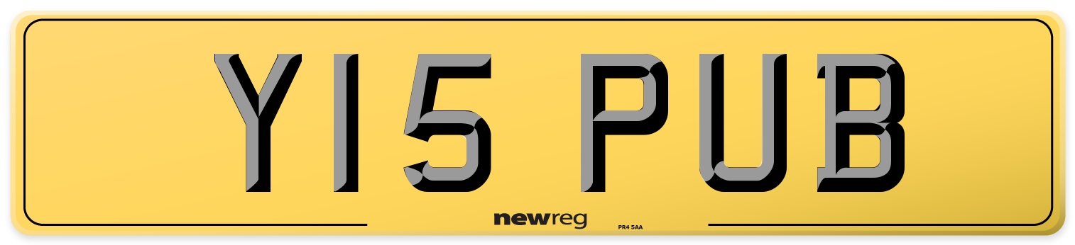 Y15 PUB Rear Number Plate
