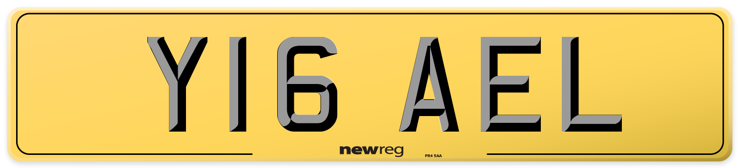 Y16 AEL Rear Number Plate