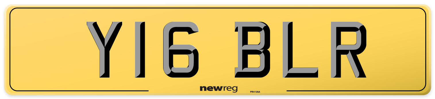 Y16 BLR Rear Number Plate