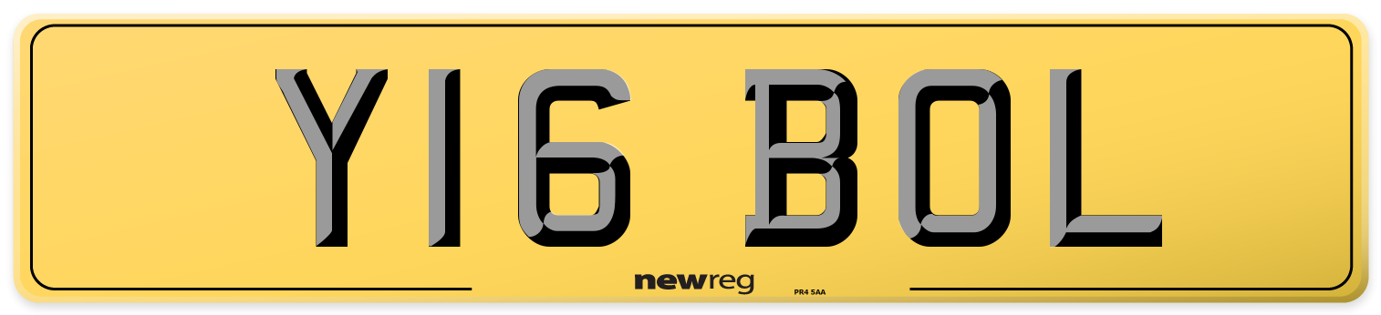 Y16 BOL Rear Number Plate