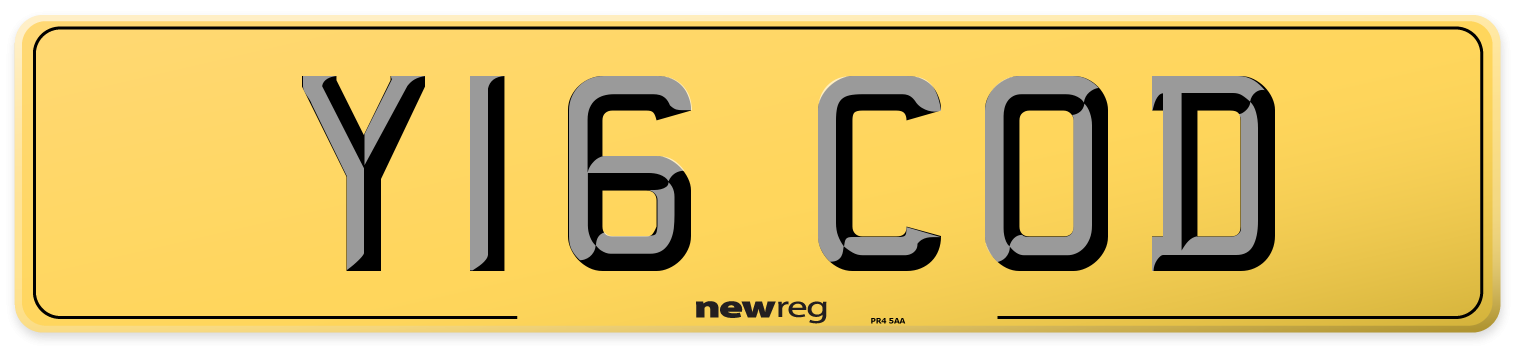 Y16 COD Rear Number Plate