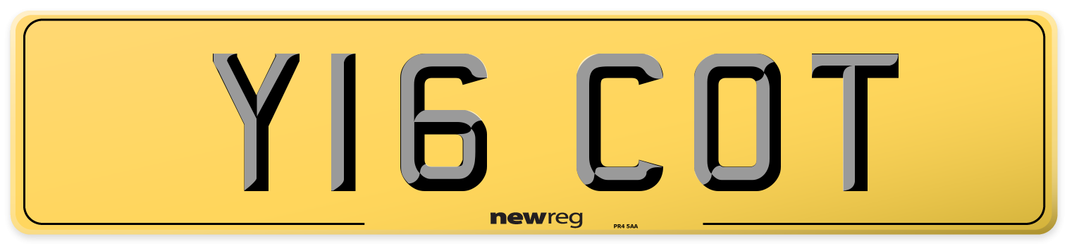 Y16 COT Rear Number Plate