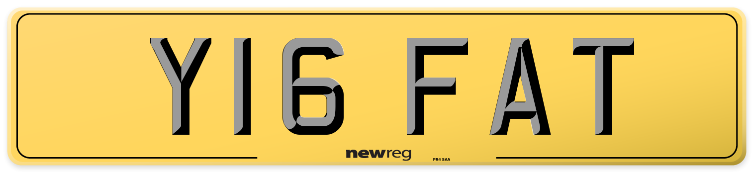Y16 FAT Rear Number Plate