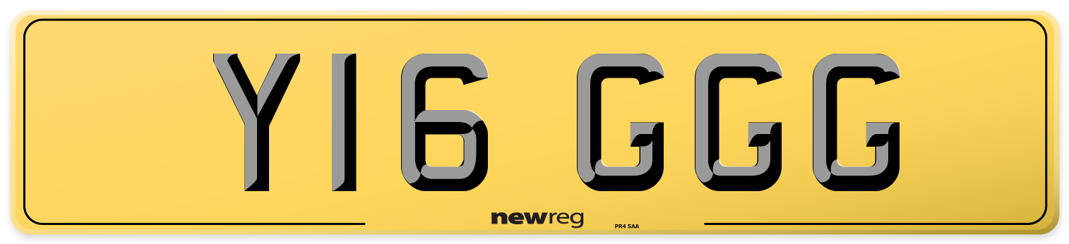 Y16 GGG Rear Number Plate