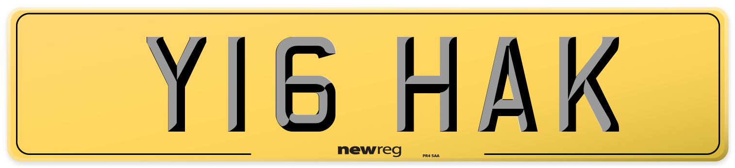 Y16 HAK Rear Number Plate