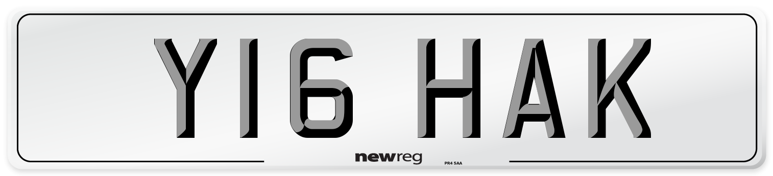 Y16 HAK Front Number Plate