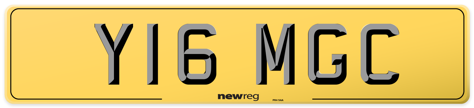 Y16 MGC Rear Number Plate
